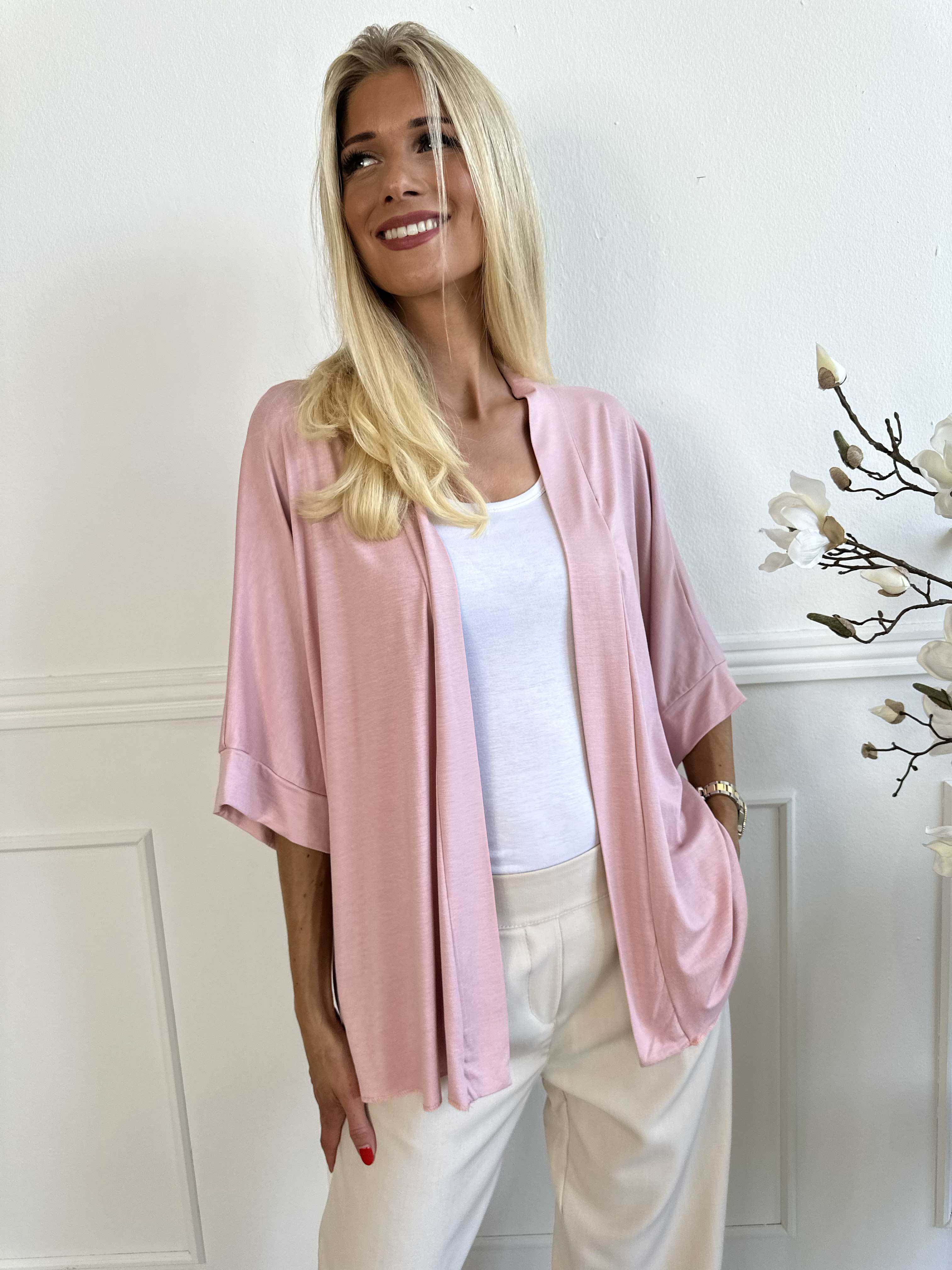 Mimi - Kort ensfarvet cardigan i viskose